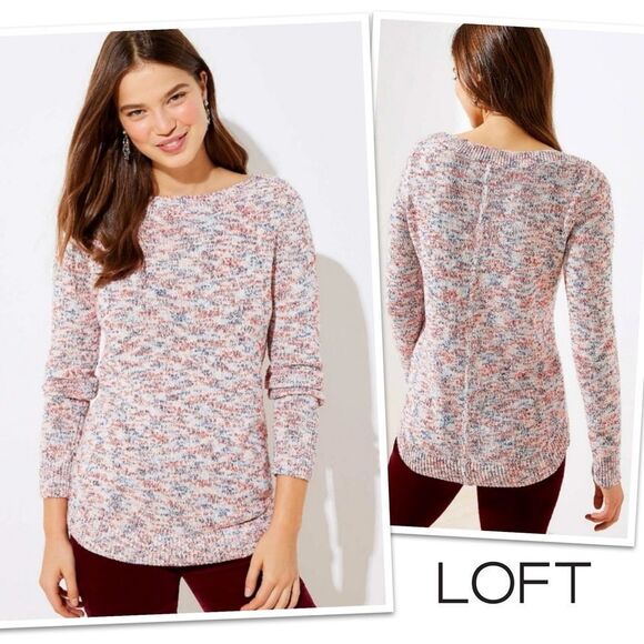LOFT Sweaters - Loft Multicolored Boatneck Long-Sleeve Knit Sweater